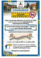 Oznam o dočasnom uzavretí cesty 