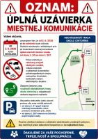 OZNAM: Úplná uzávera miestnej komunikácie z dôvodu rekonštrukcie